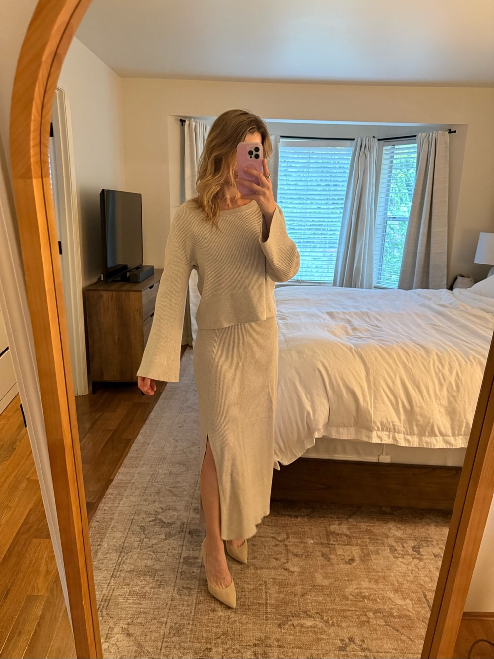 Splendid Cream Ribbed Knit Skirt & Top Set - Picture 3 of 9